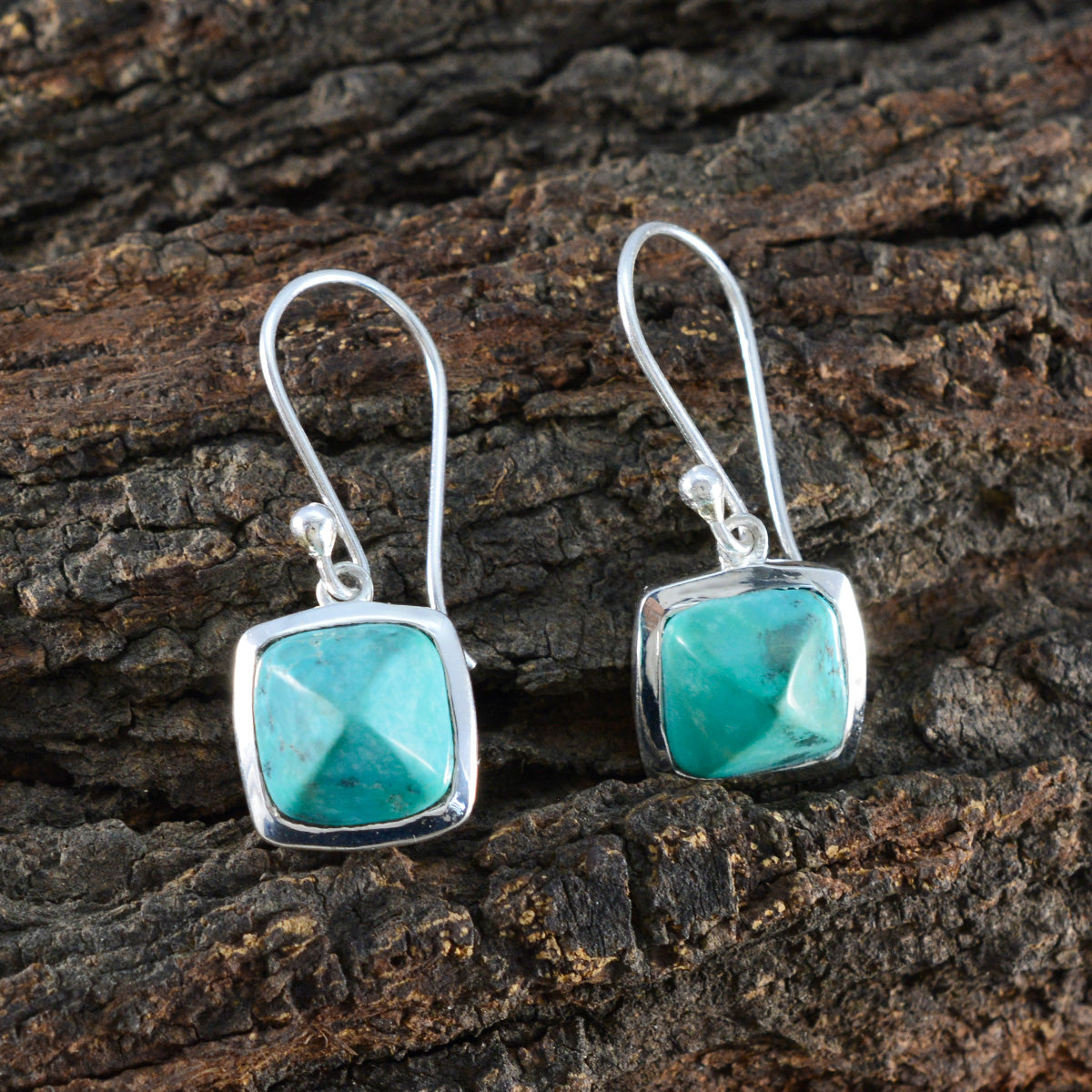 Turquoise-Italian-Ling-Solitaire-Dangle-Blue-Sterling-Silver-Earring