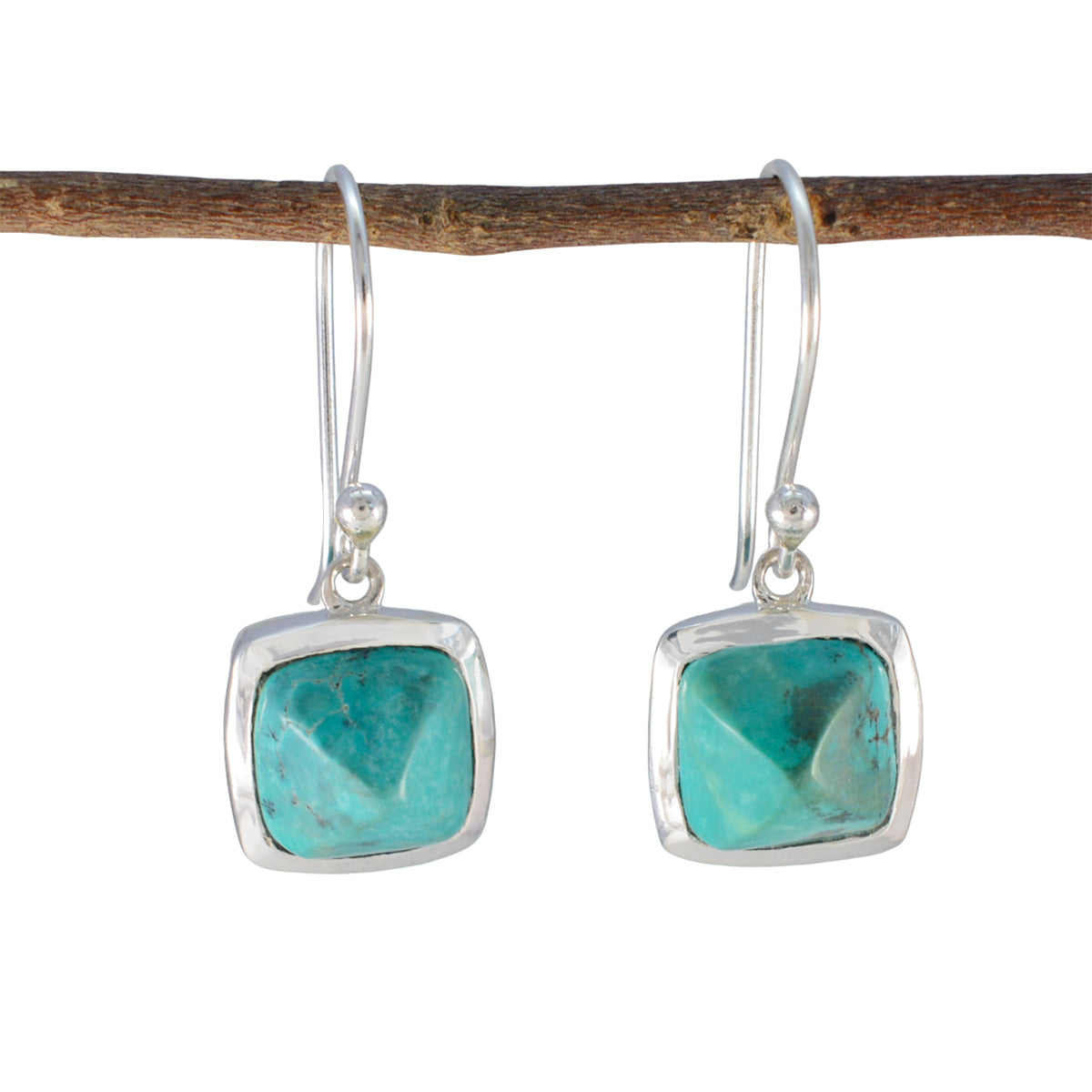Turquoise-Italian-Ling-Solitaire-Dangle-Blue-Sterling-Silver-Earring Hoofdafbeelding