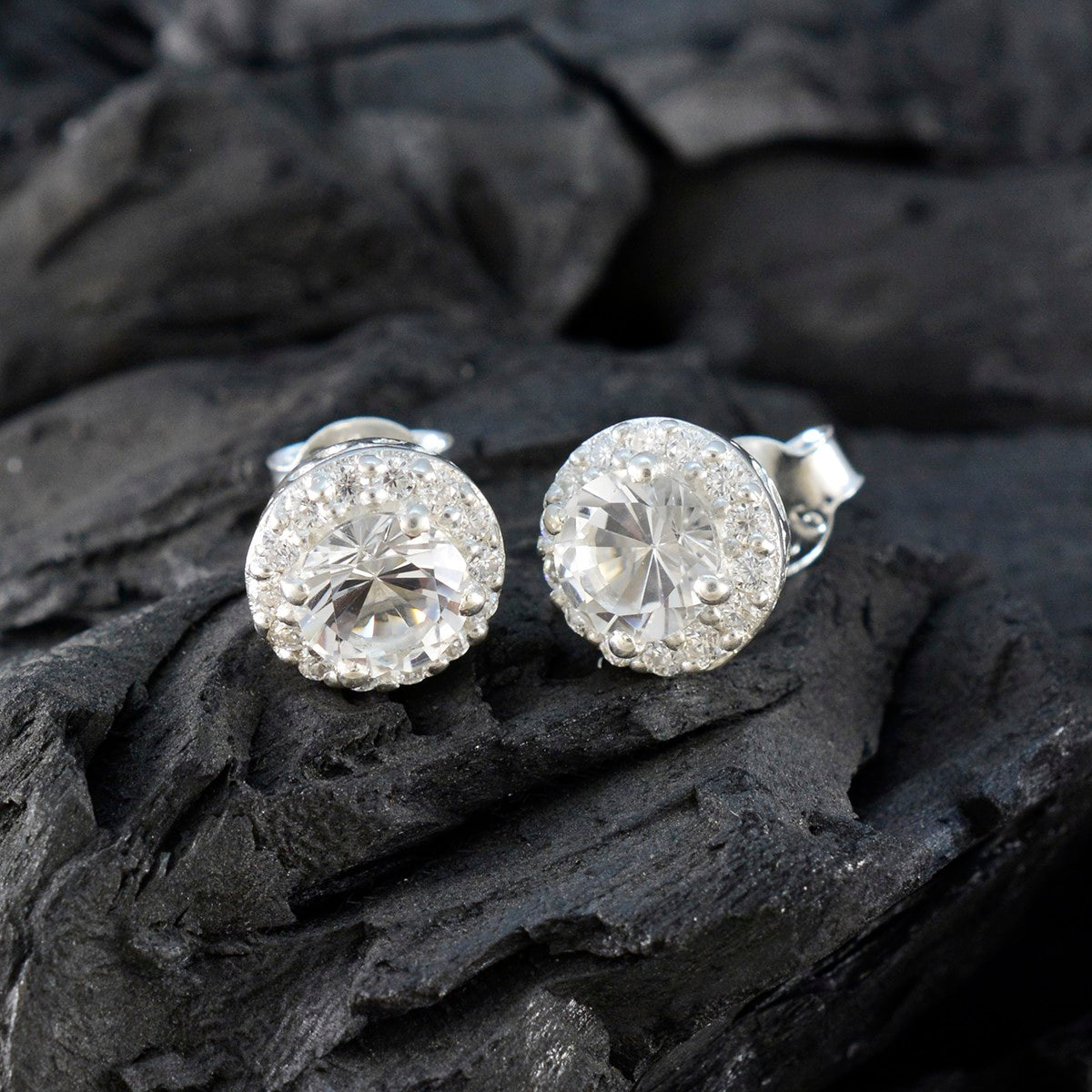 Cubic-Zirconia-American-Lourdes-multiple-Stud-White-92.5-Silver-Earring