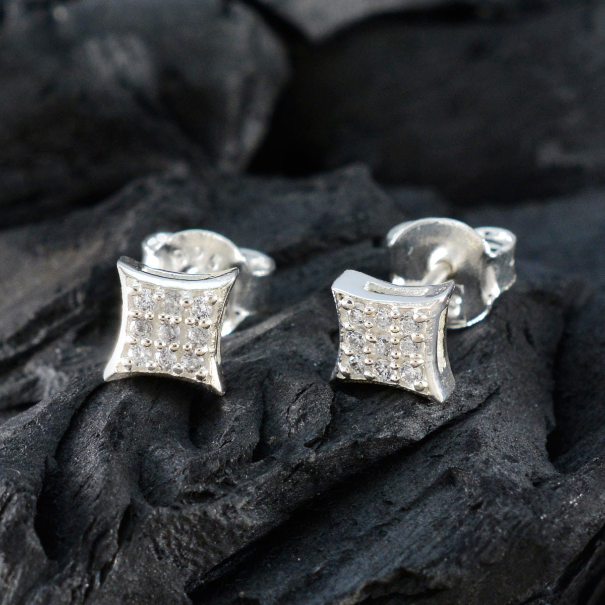 Cubic-Zirconia-Korean-Lucia-multiple-Stud-White-Sterling-Silver-Earring