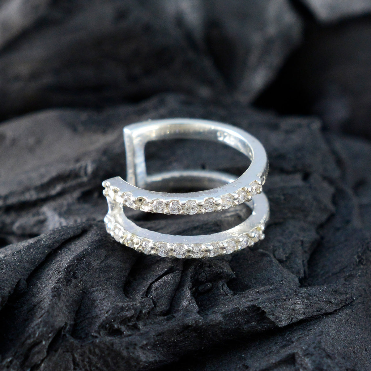 Cubic-Zirconia-French-Patricia-multiple-Stud-White-Silver-Earring