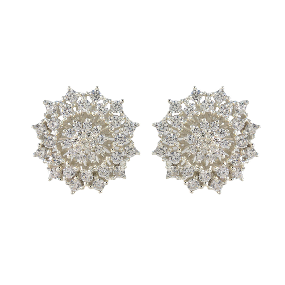 Cubic-Zirconia-American-Lourdes-multiple-Stud-White-Sterling-Silver-Earring
