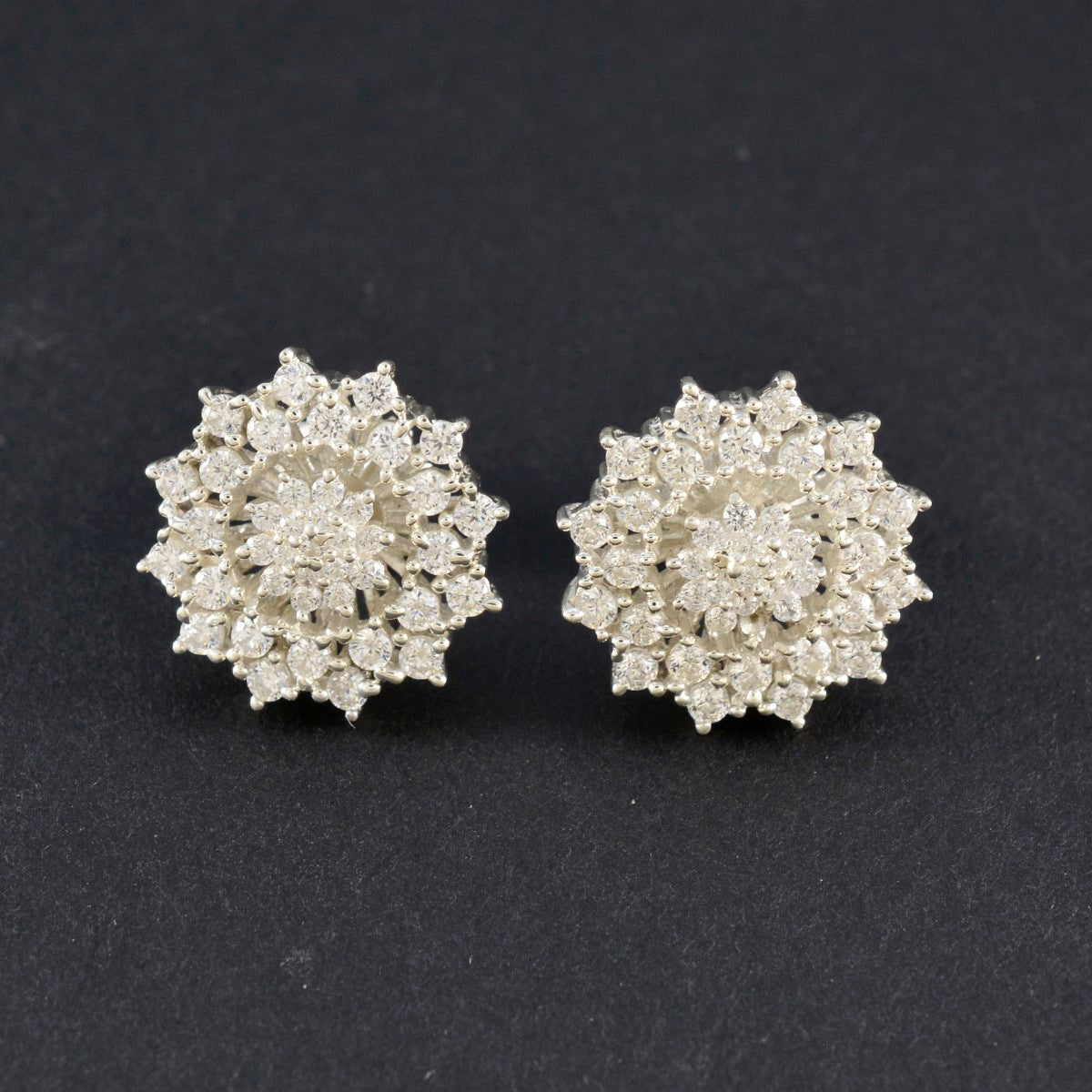 Cubic-Zirconia-American-Lourdes-multiple-Stud-White-Sterling-Silver-Earring