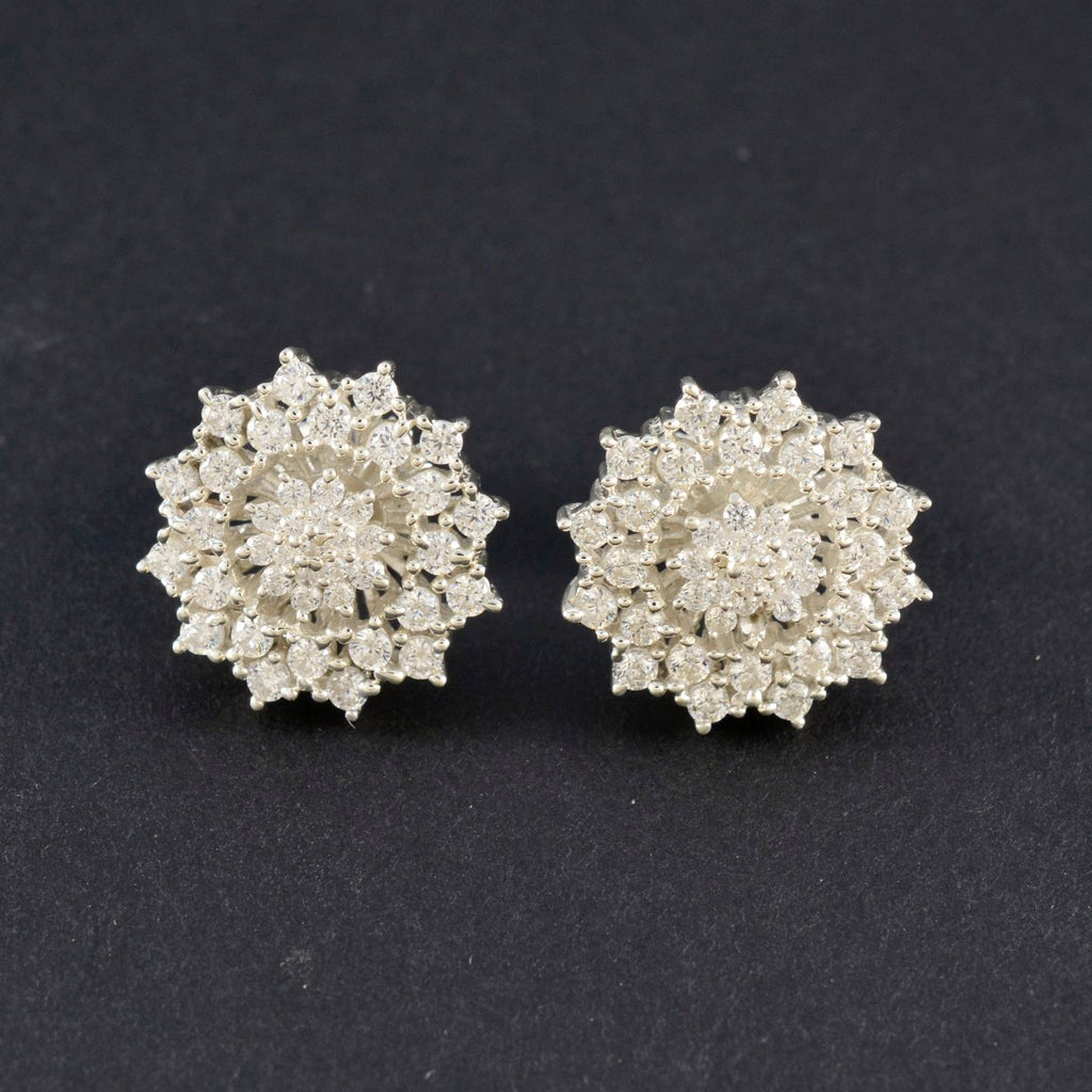 Cubic-Zirconia-American-Lourdes-multiple-Stud-White-Sterling-Silver-Earring