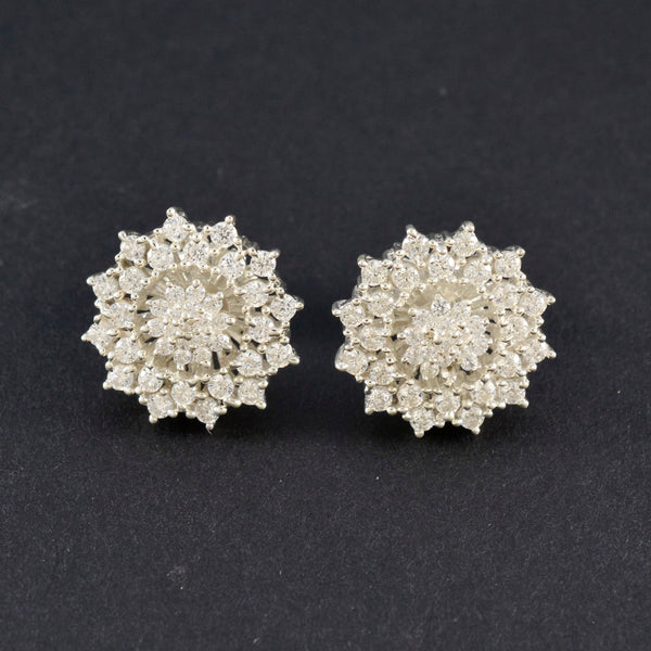 Cubic-Zirconia-American-Lourdes-multiple-Stud-White-Sterling-Silver-Earring