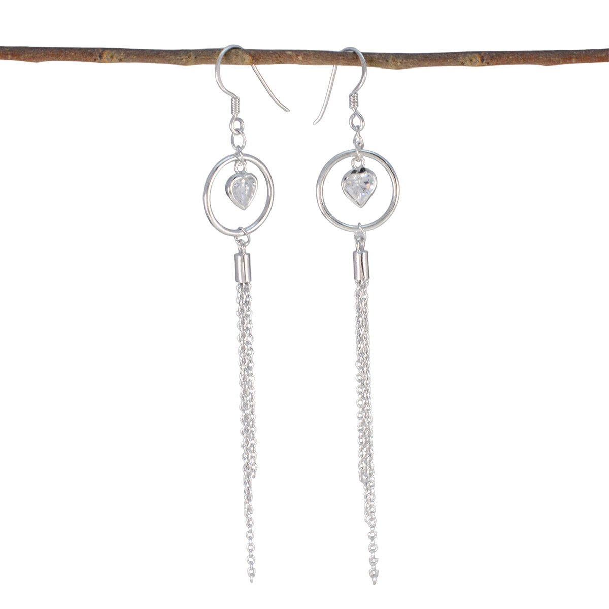 Cubic-Zirconia-American-Paula-multiple-Dangle-White-92.5-Silver-Earring