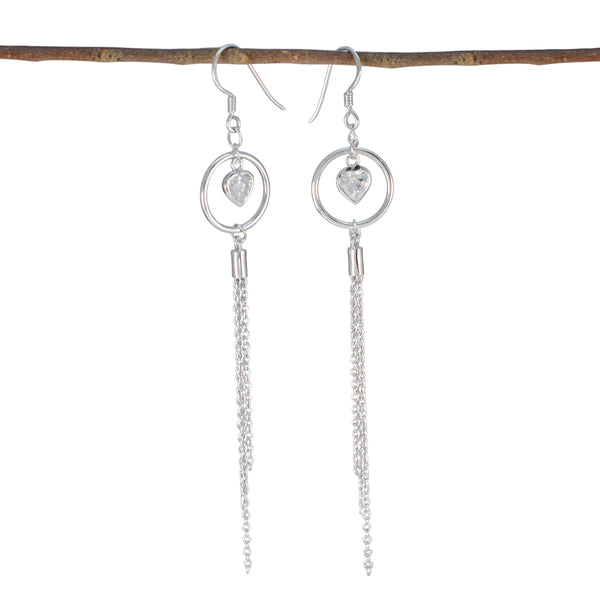 Cubic-Zirconia-American-Paula-multiple-Dangle-White-92.5-Silver-Earring