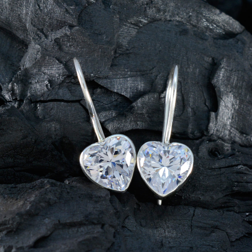 Cubic-Zirconia-Moroccan-Greta-Solitaire-Dangle-White-925-Sterling-Silver-Earring