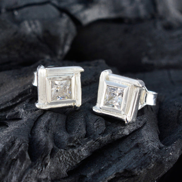 Cubic-Zirconia-German-Bruna-Solitaire-Stud-White-925-Silver-Earring