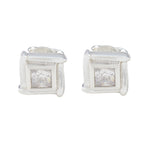 Cubic-Zirconia-German-Bruna-Solitaire-Stud-White-925-Silver-Earring