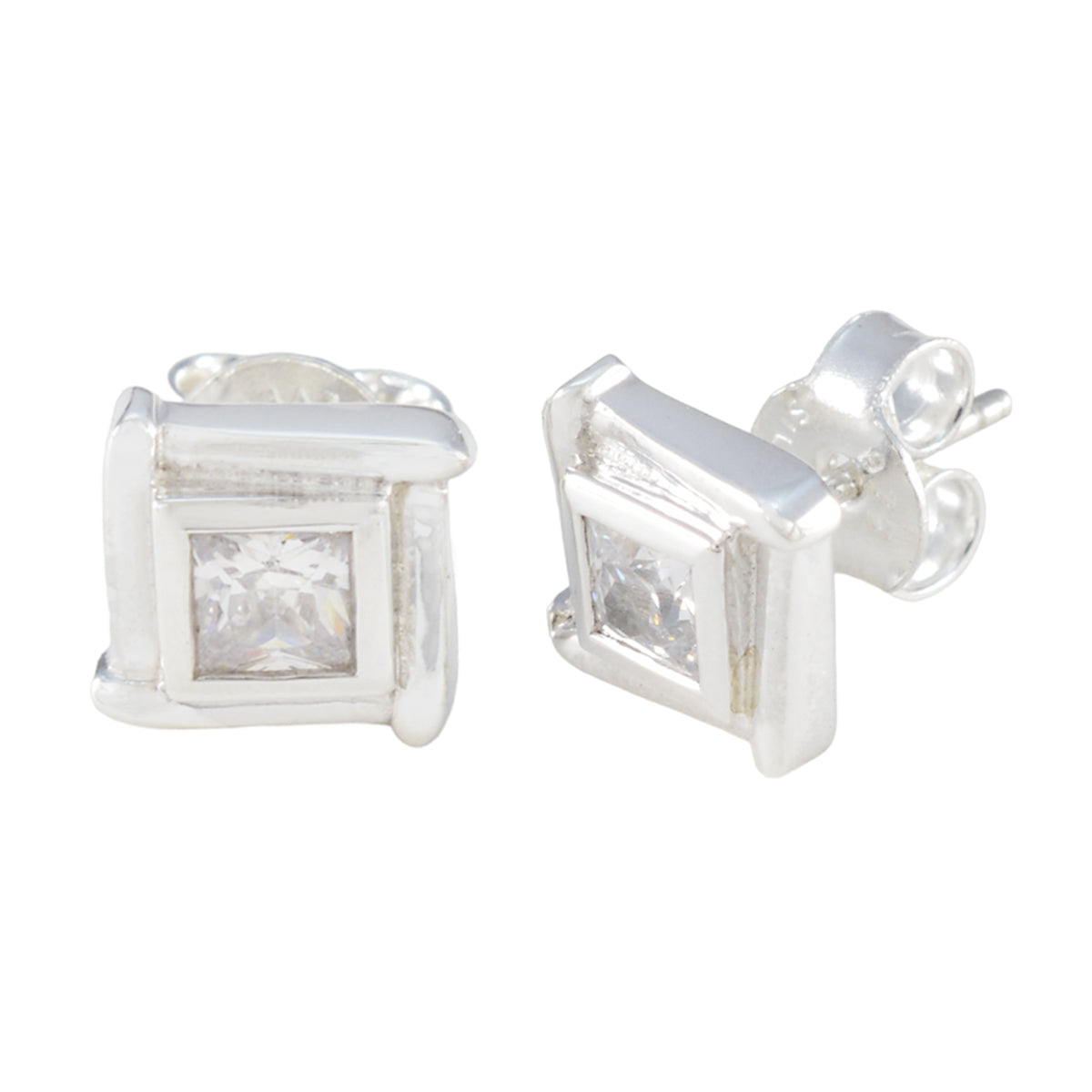 Cubic-Zirconia-German-Bruna-Solitaire-Stud-White-925-Silver-Earring