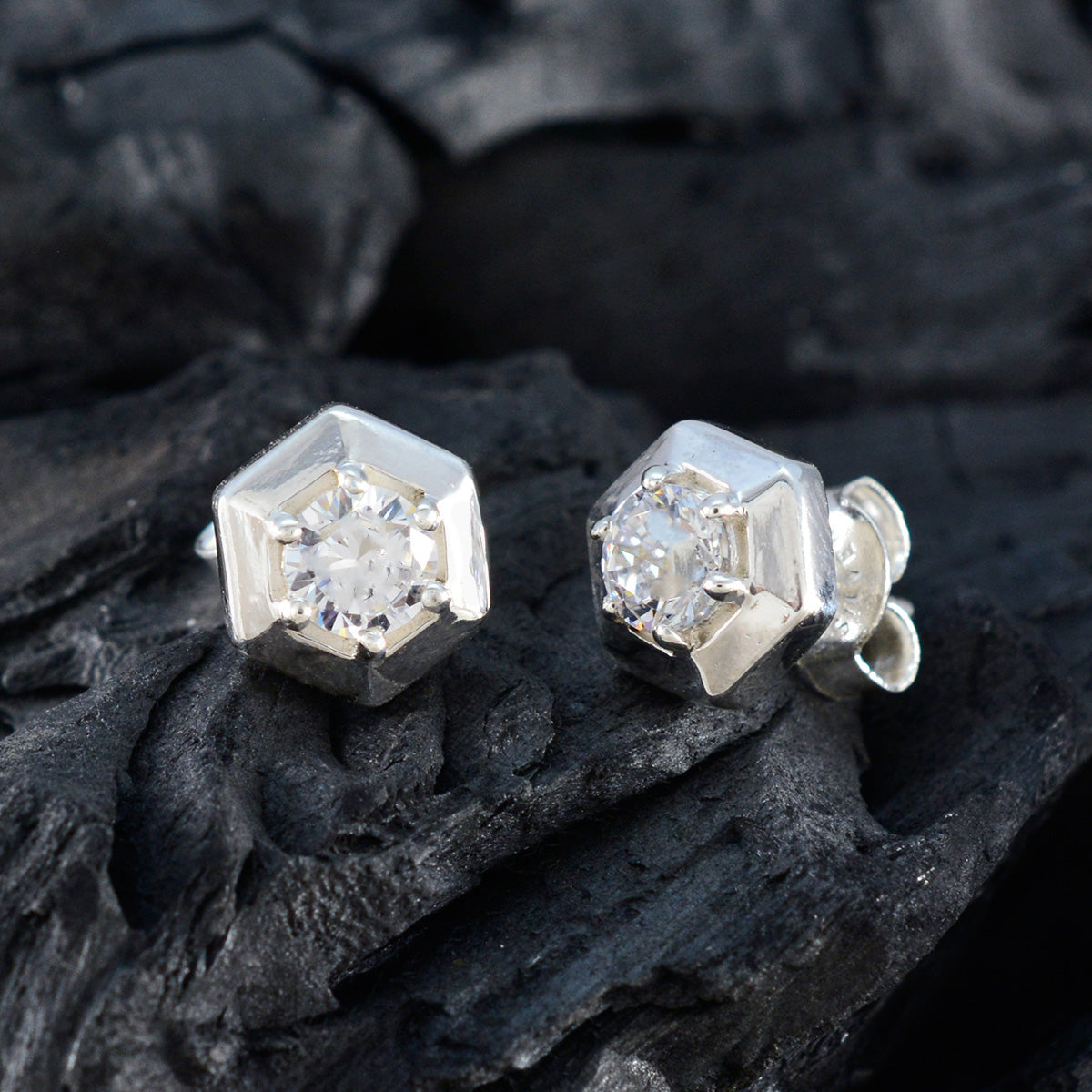Cubic-Zirconia-Egyptian-Cecilia-Solitaire-Stud-White-Sterling-Silver-Earring
