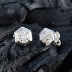 Cubic-Zirconia-Egyptian-Cecilia-Solitaire-Stud-White-Sterling-Silver-Earring