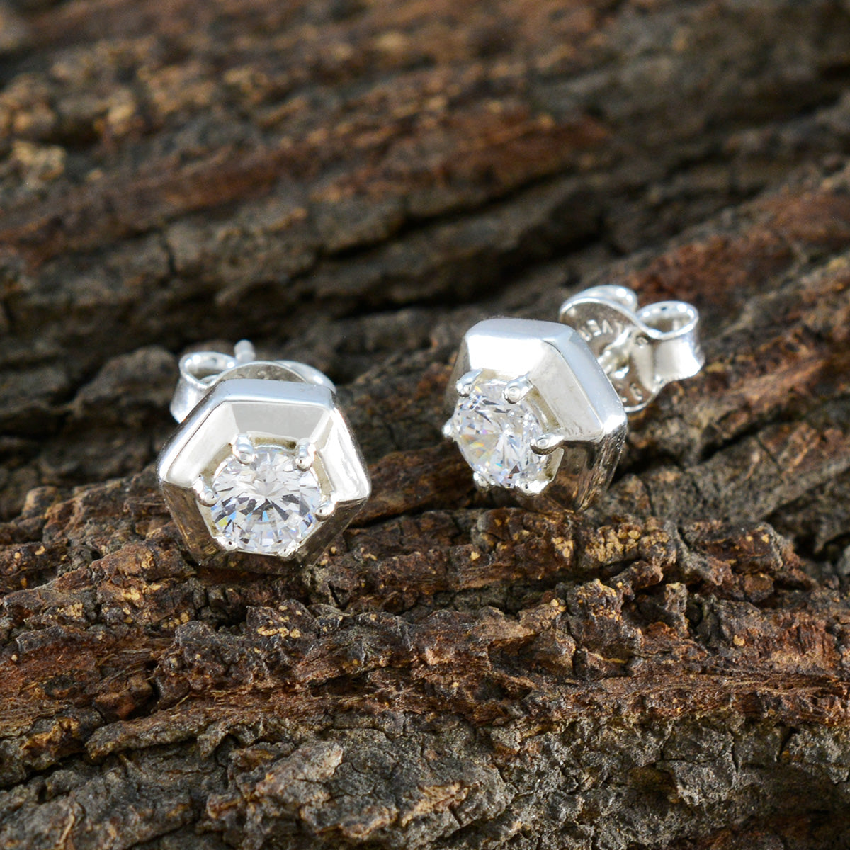 Cubic-Zirconia-Egyptian-Cecilia-Solitaire-Stud-White-Sterling-Silver-Earring