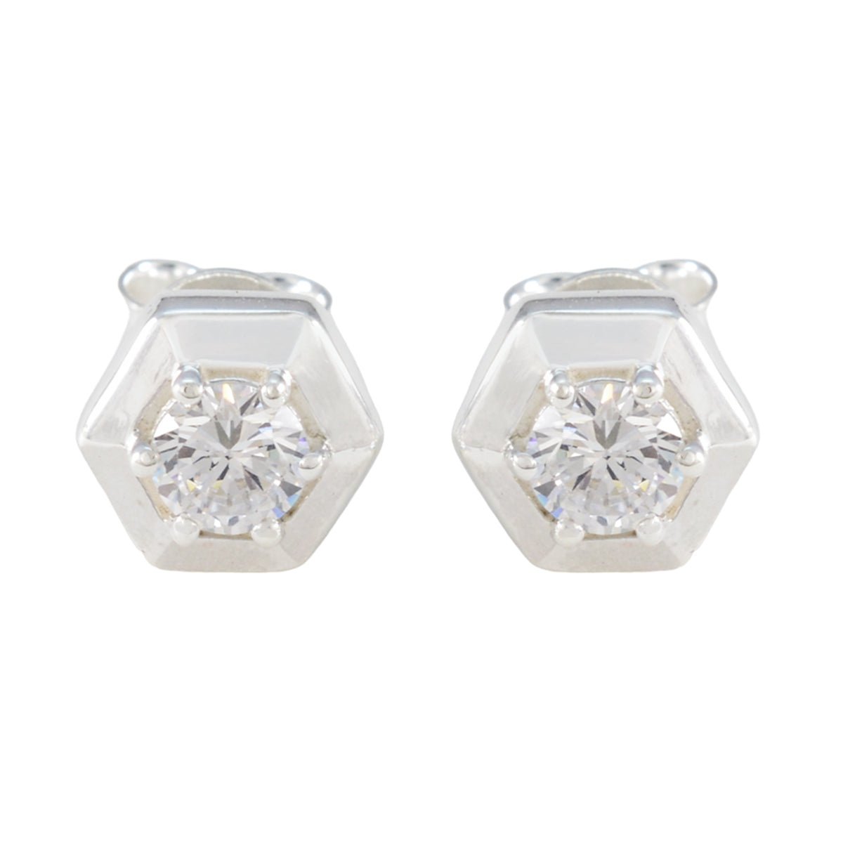Cubic-Zirconia-Egyptian-Cecilia-Solitaire-Stud-White-Sterling-Silver-Earring