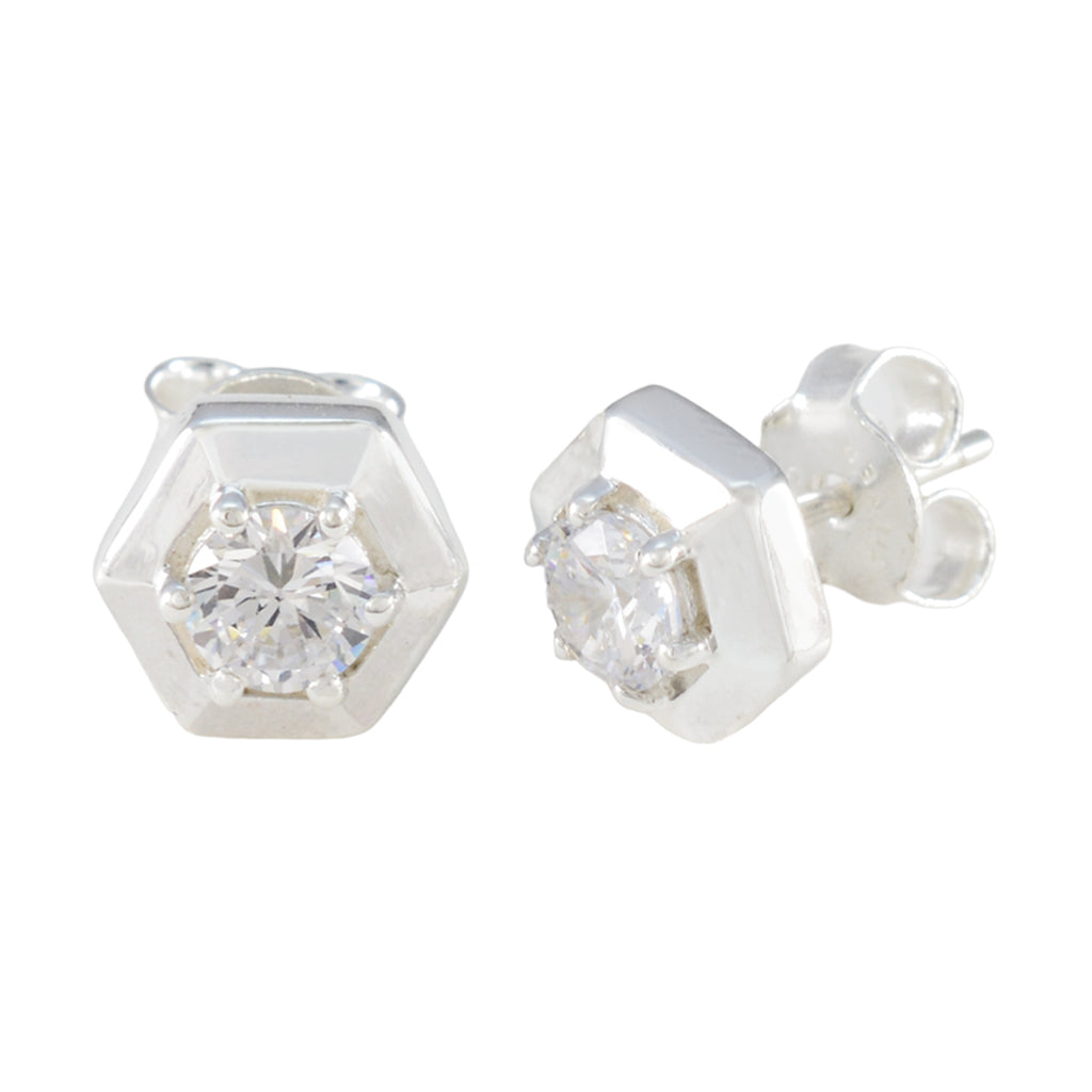 Cubic-Zirconia-Egyptian-Cecilia-Solitaire-Stud-White-Sterling-Silver-Earring