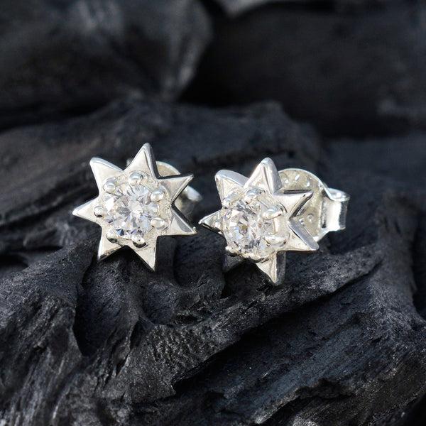 Cubic-Zirconia-American-Clara-Solitaire-Stud-White-925-Silver-Earring