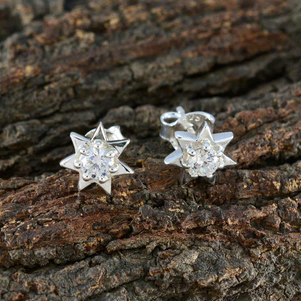 Cubic-Zirconia-American-Clara-Solitaire-Stud-White-925-Silver-Earring