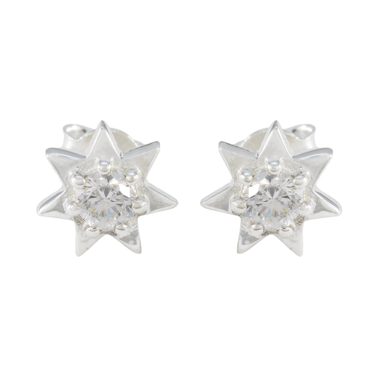 Cubic-Zirconia-American-Clara-Solitaire-Stud-White-925-Silver-Earring