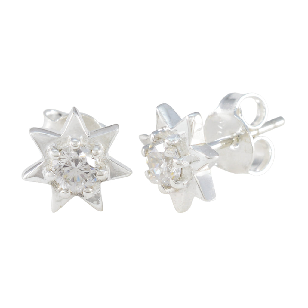 Cubic-Zirconia-American-Clara-Solitaire-Stud-White-925-Silver-Earring