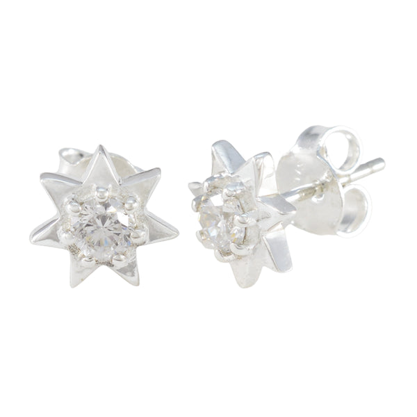 Cubic-Zirconia-American-Clara-Solitaire-Stud-White-925-Silver-Earring