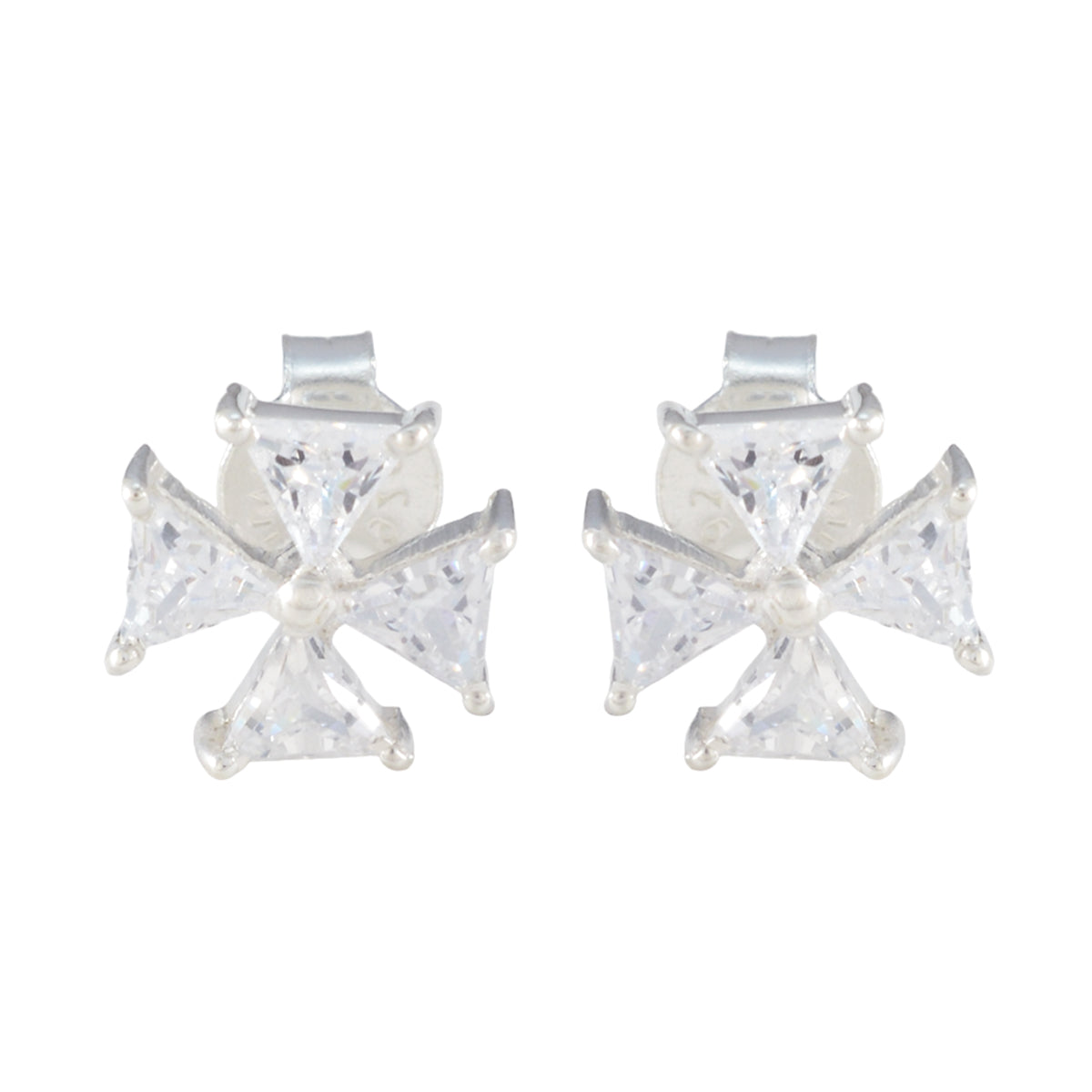 Cubic-Zirconia-Egyptian-Audrey-multiple-Stud-White-Silver-Earring