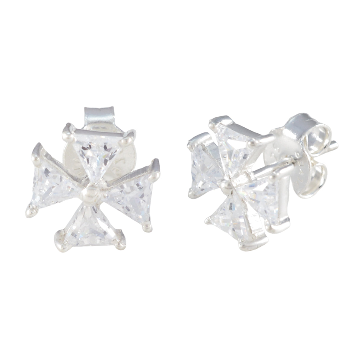 Cubic-Zirconia-Egyptian-Audrey-multiple-Stud-White-Silver-Earring