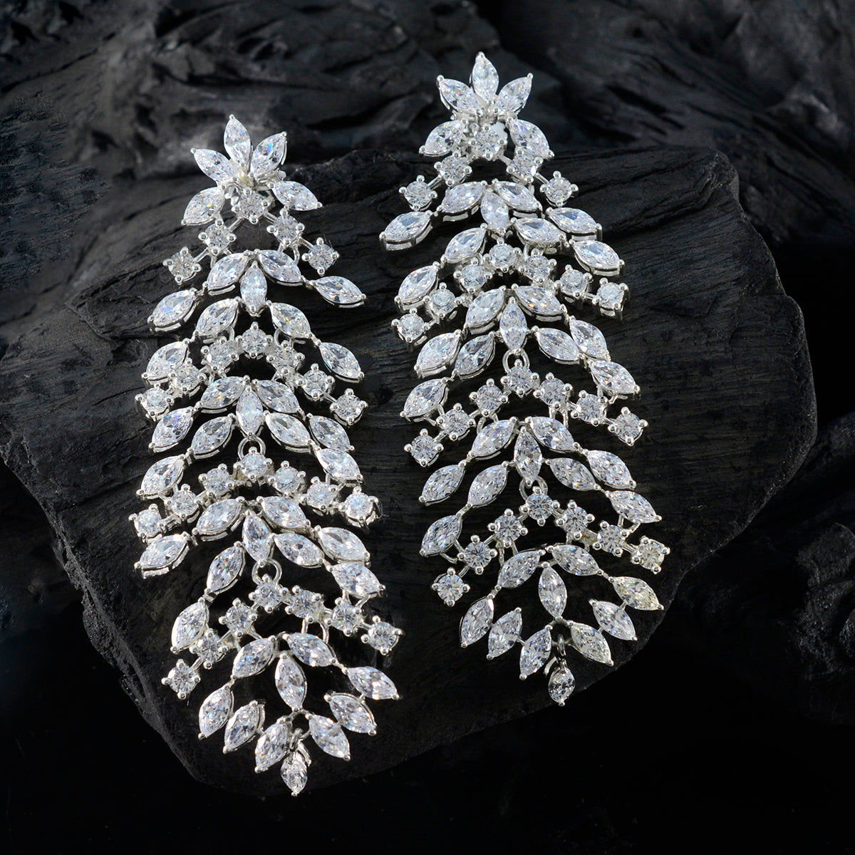 Cubic-Zirconia-Indian-Araya-multiple-Stud-White-925-Sterling-Silver-Earring