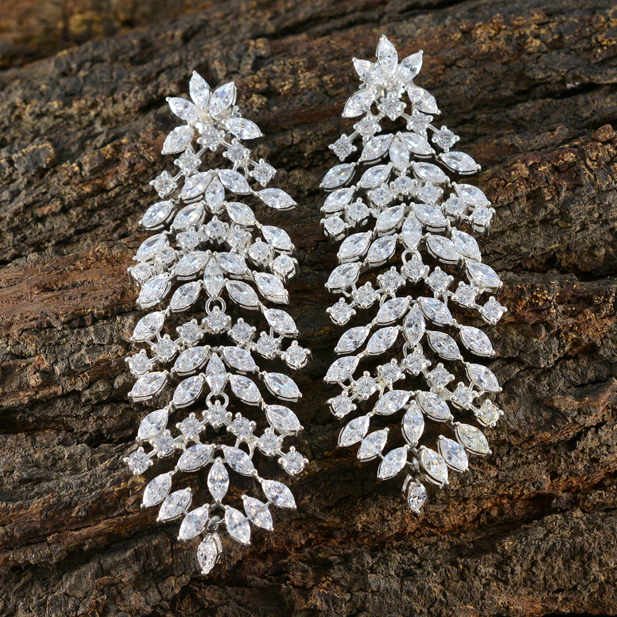 Cubic-Zirconia-Indian-Araya-multiple-Stud-White-925-Sterling-Silver-Earring