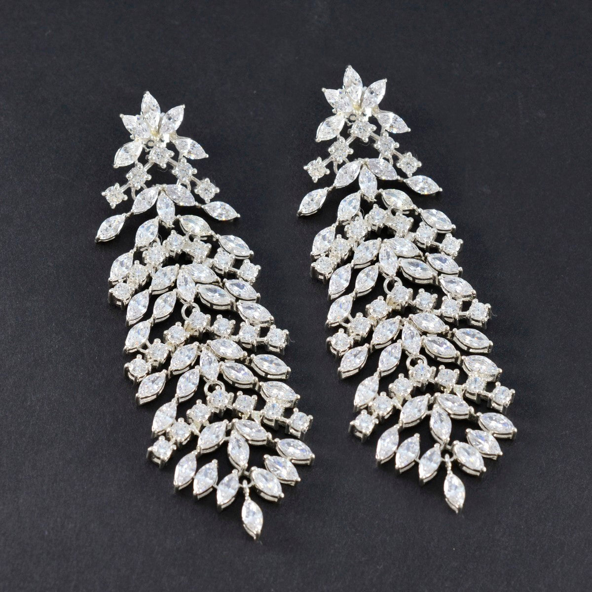 Cubic-Zirconia-Indian-Araya-multiple-Stud-White-925-Sterling-Silver-Earring