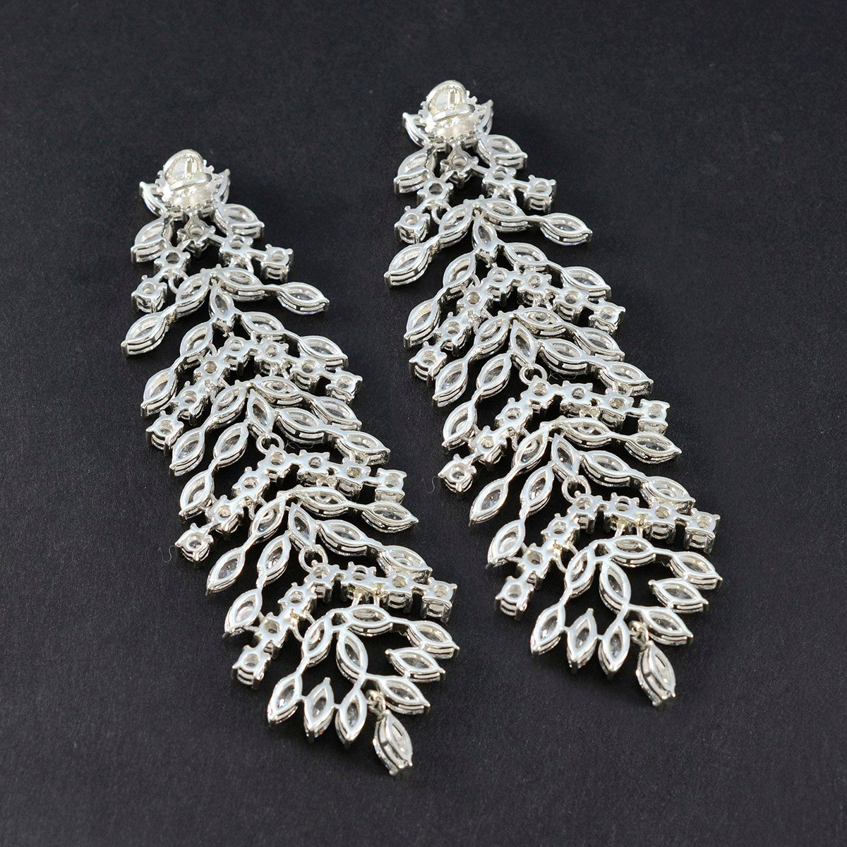 Cubic-Zirconia-Indian-Araya-multiple-Stud-White-925-Sterling-Silver-Earring