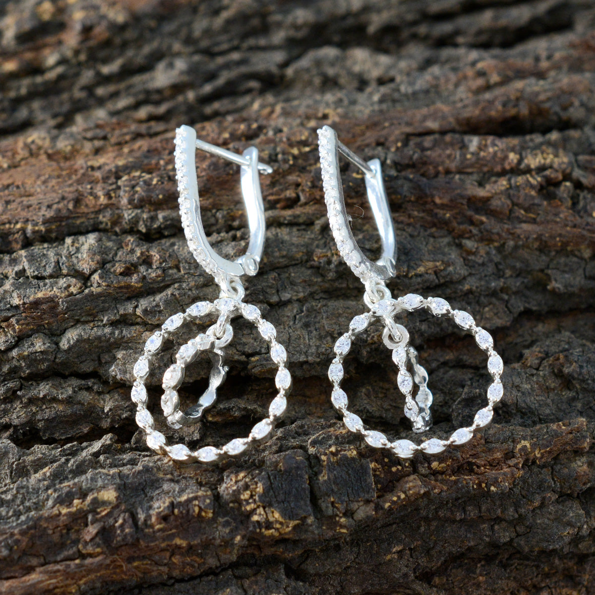 Cubic-Zirconia-American-Amanda-multiple-Stud-White-Silver-Earring