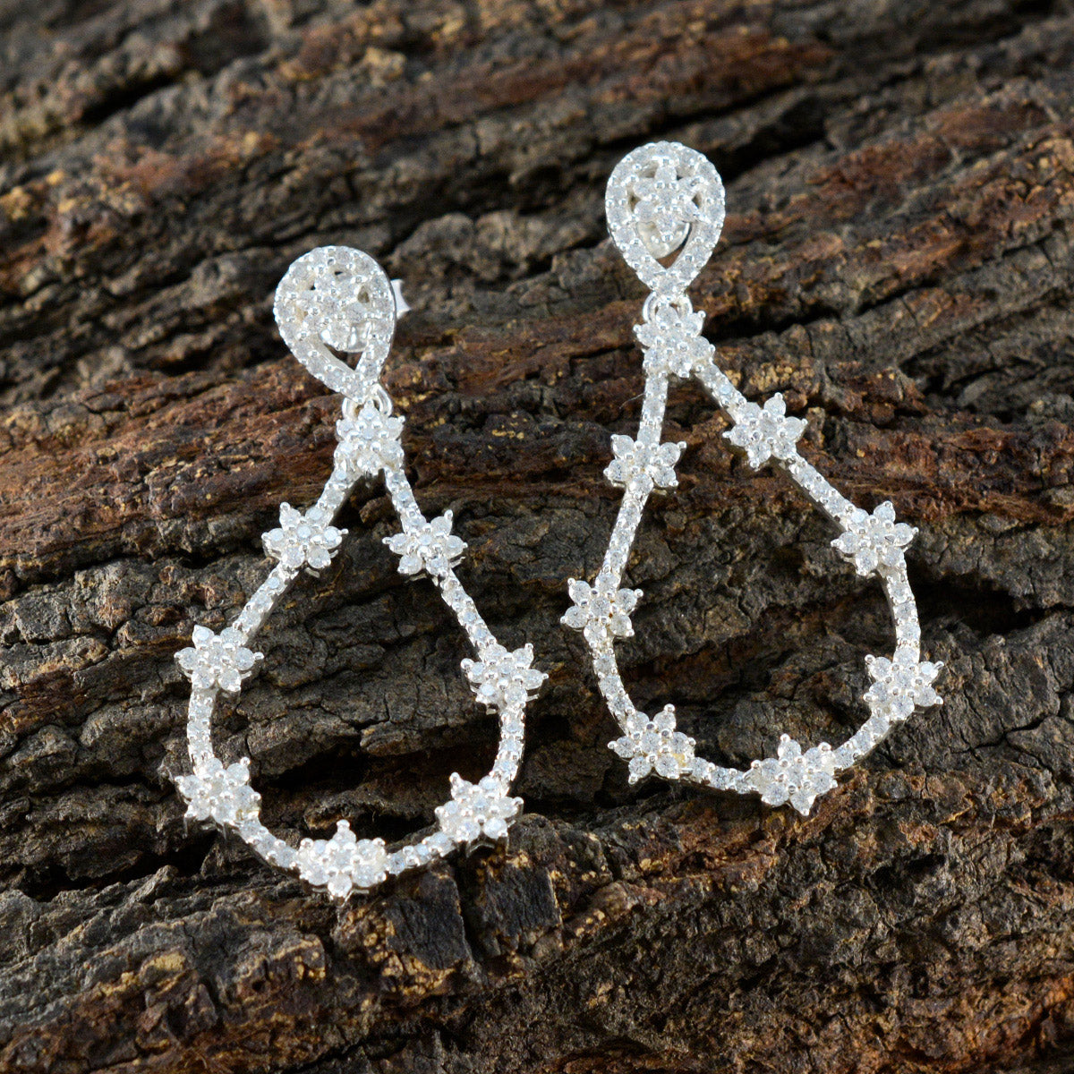 Cubic-Zirconia-Japanese-Andrea-multiple-Stud-White-925-Silver-Earring