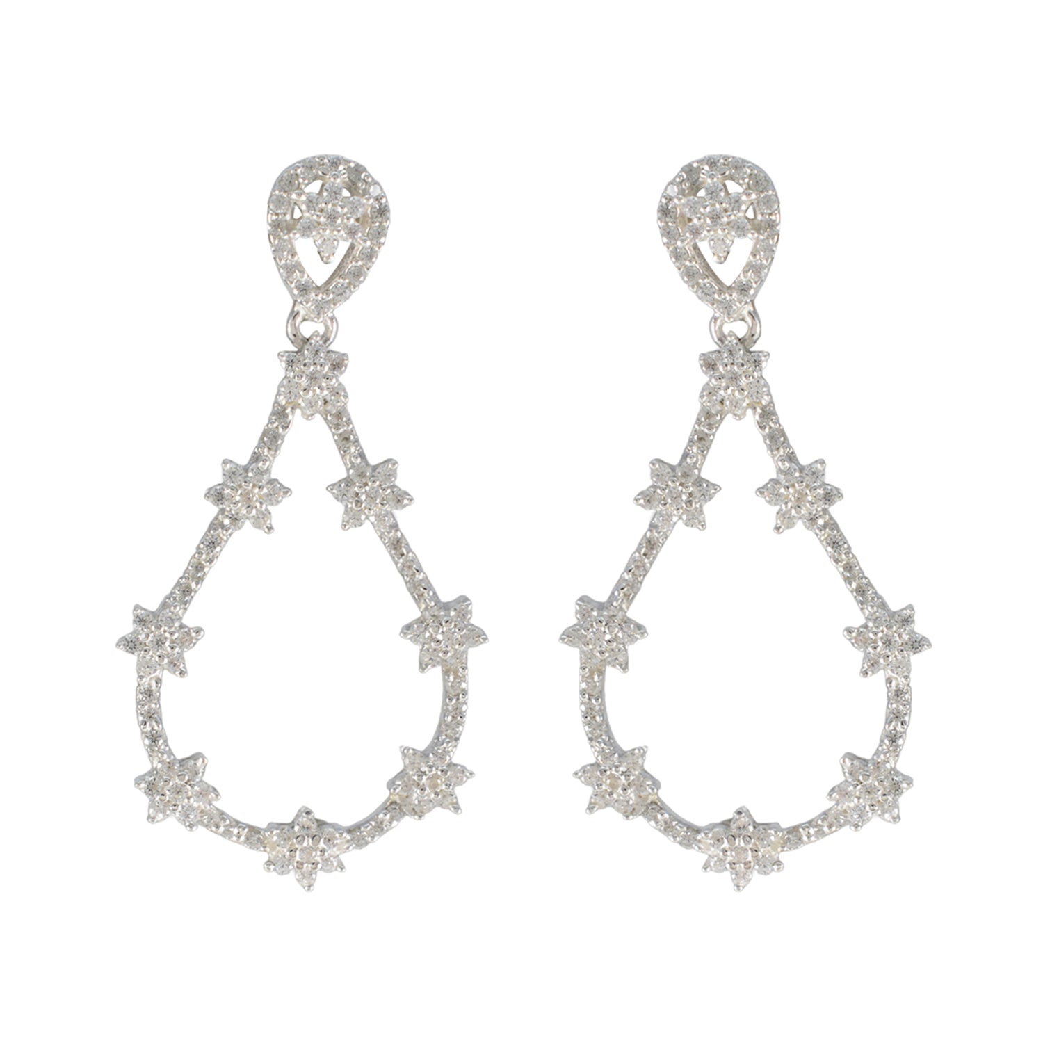 Cubic-Zirconia-Japanese-Andrea-multiple-Stud-White-925-Silver-Earring