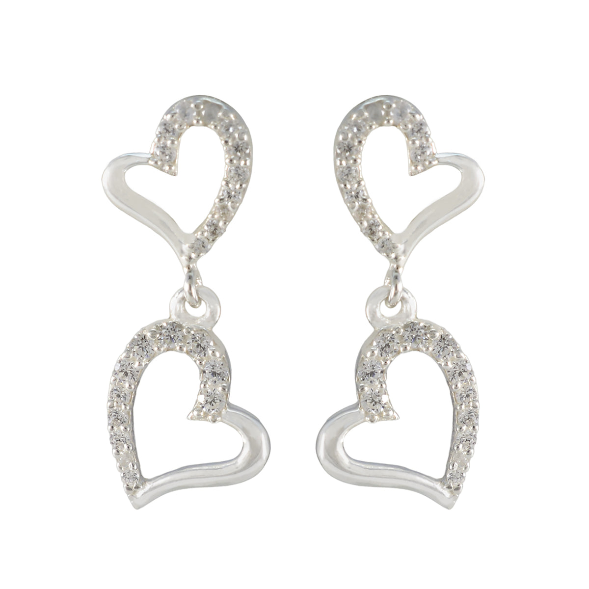 Cubic-Zirconia-Latin-American-Carolina-multiple-Stud-White-925-Sterling-Silver-Earring