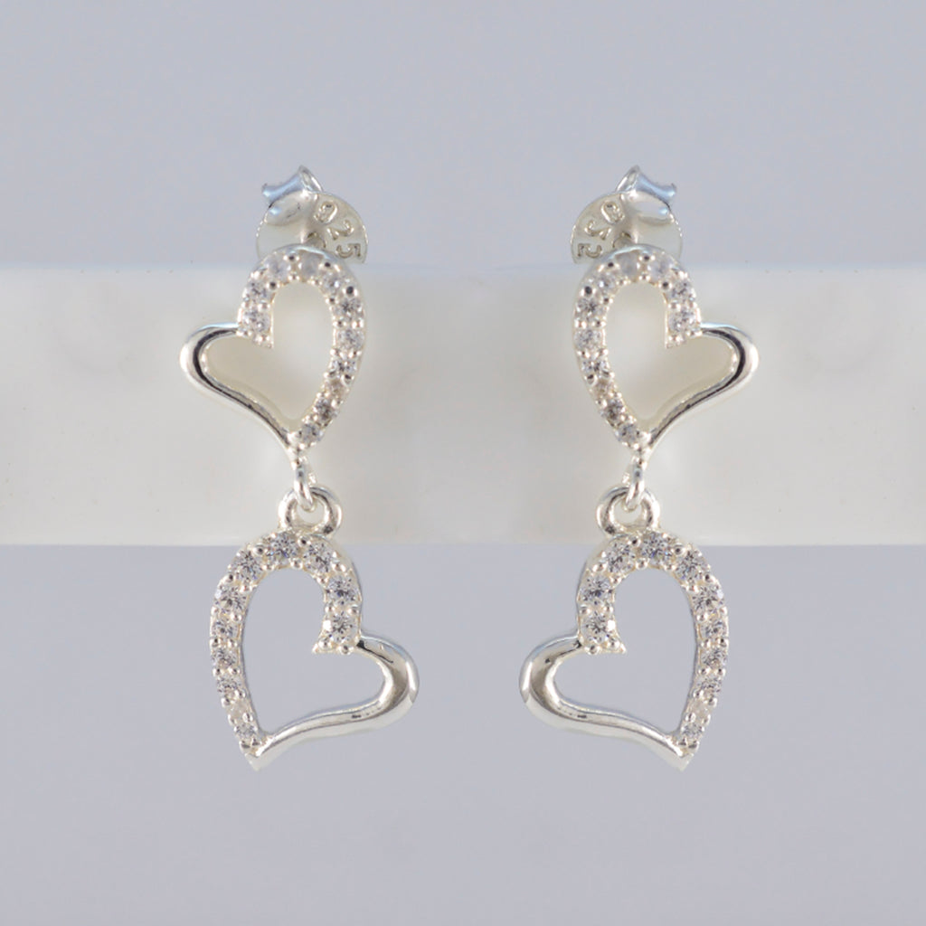 Cubic-Zirconia-Latin-American-Carolina-multiple-Stud-White-925-Sterling-Silver-Earring