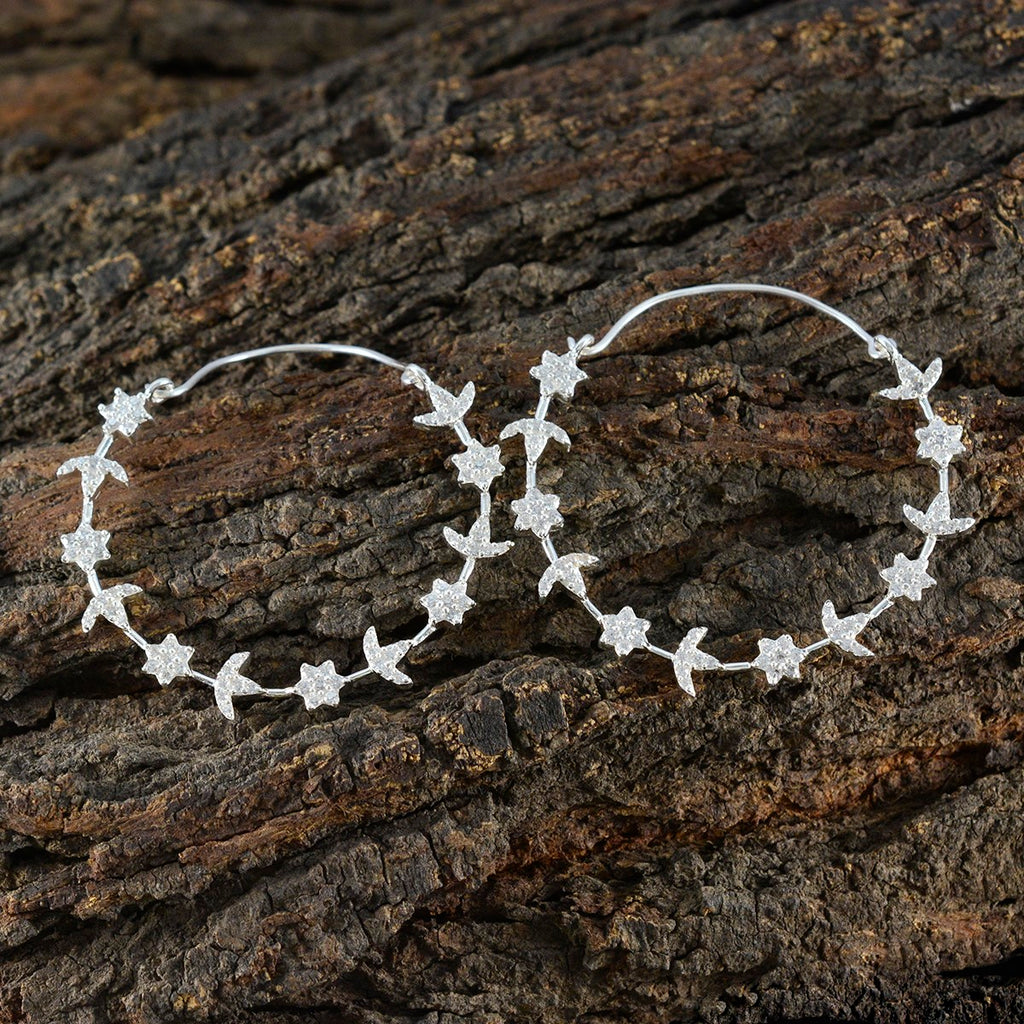 Cubic-Zirconia-Indian-Dewi-multiple-Dangle-White-925-Silver-Earring