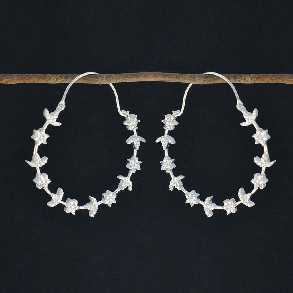 Cubic-Zirconia-Indian-Dewi-multiple-Dangle-White-925-Silver-Earring