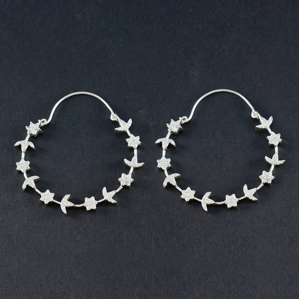 Cubic-Zirconia-Indian-Dewi-multiple-Dangle-White-925-Silver-Earring