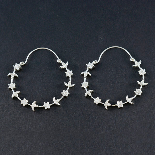 Cubic-Zirconia-Indian-Dewi-multiple-Dangle-White-925-Silver-Earring