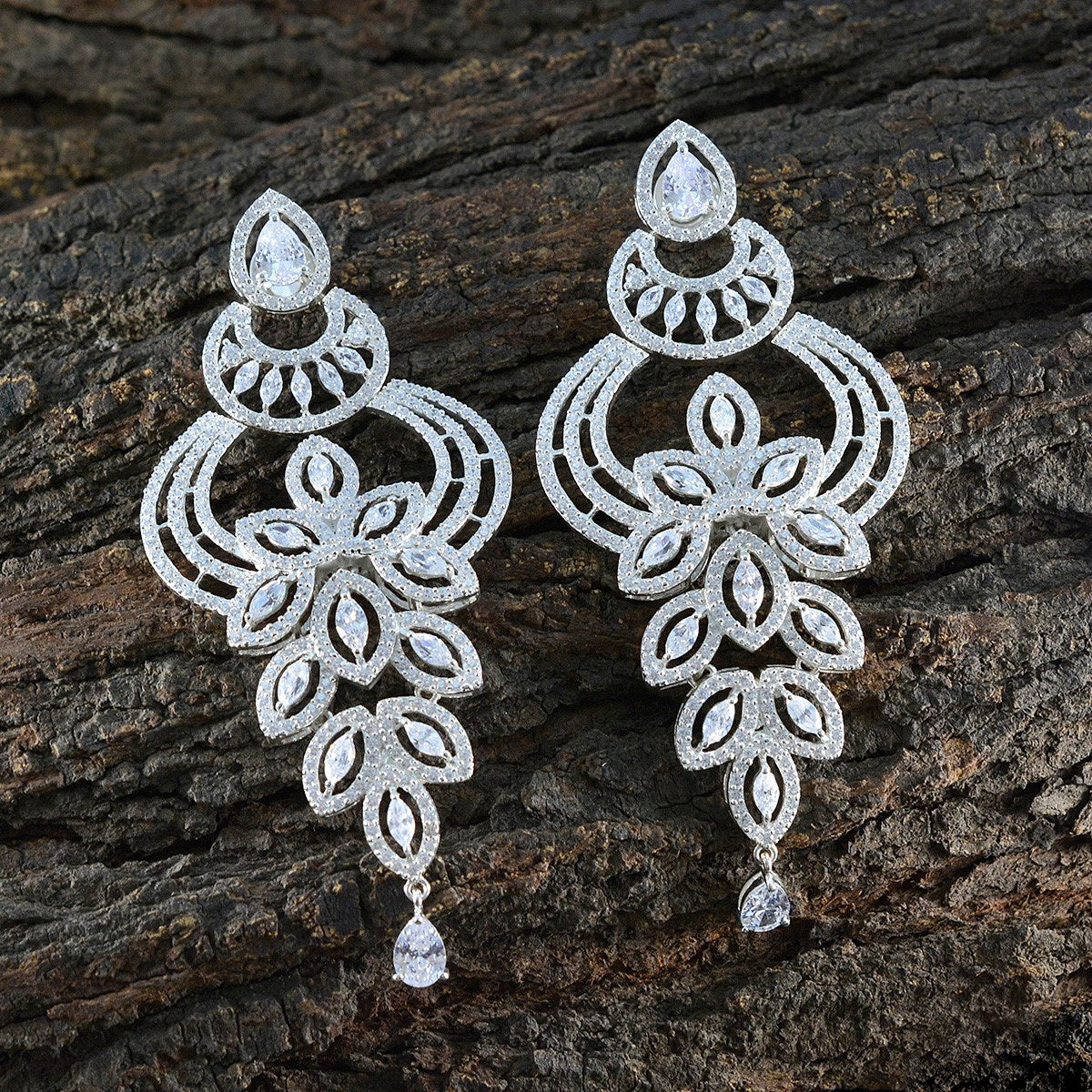 Cubic-Zirconia-Indian-Kristine-multiple-Stud-White-92.5-Silver-Earring