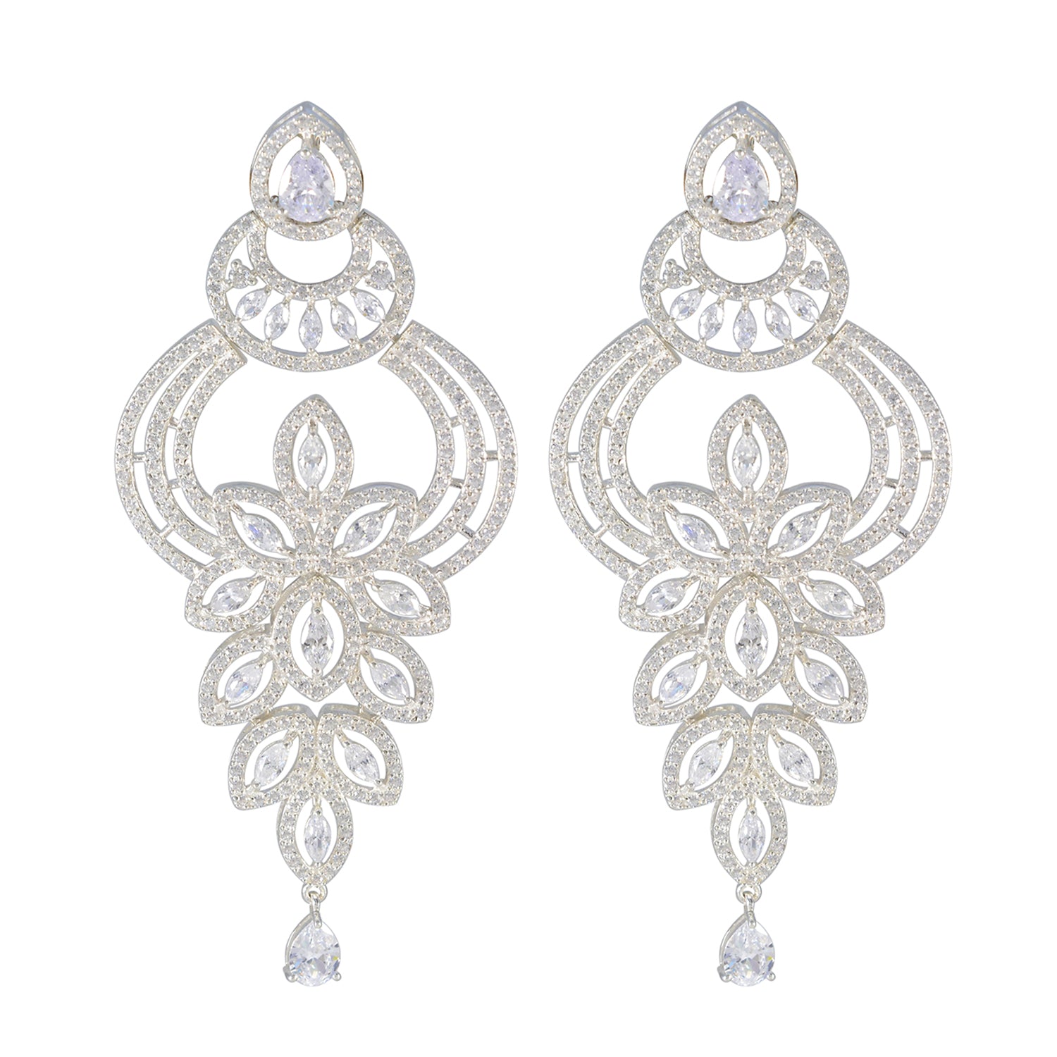 Cubic-Zirconia-Indian-Kristine-multiple-Stud-White-92.5-Silver-Earring Hoofdafbeelding