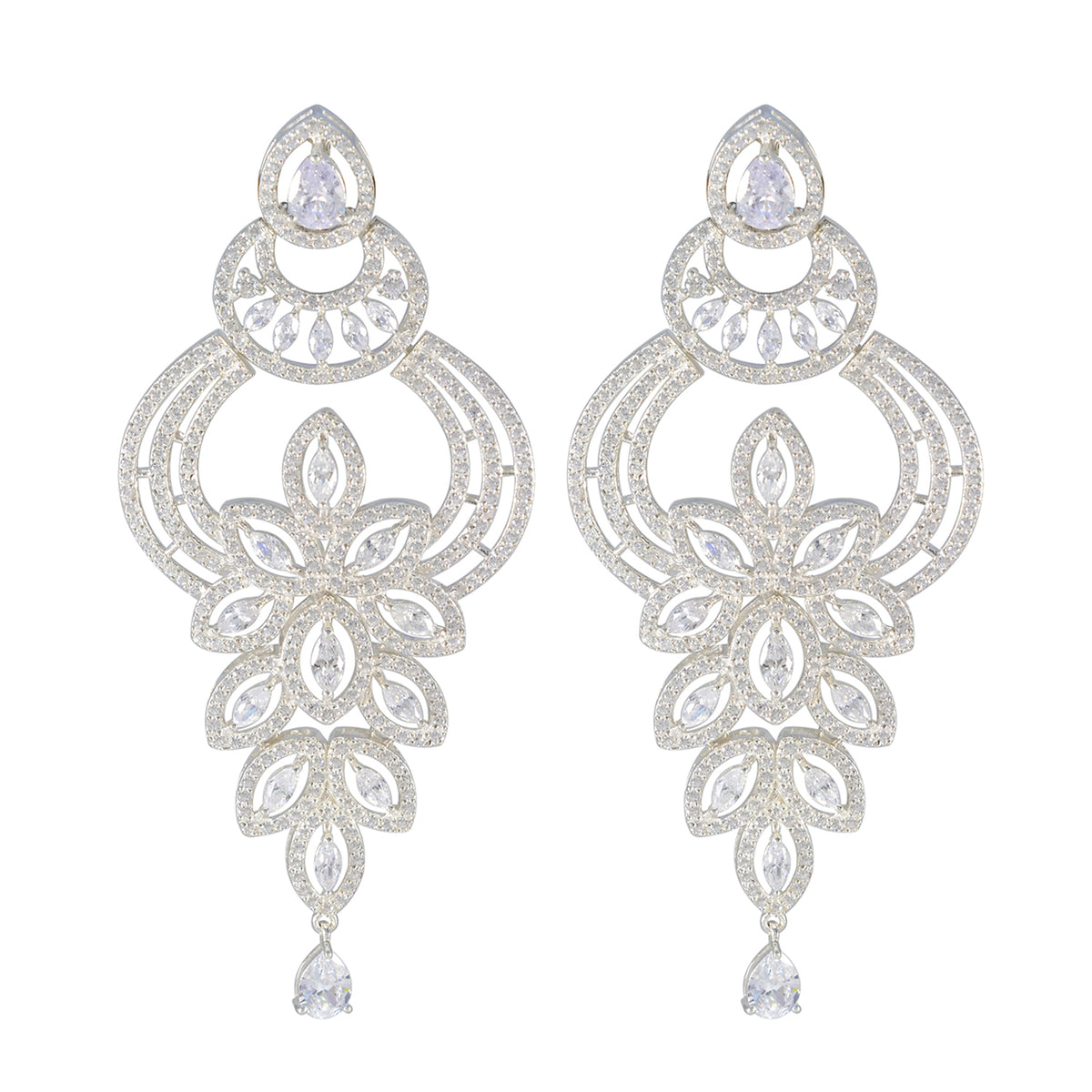 Cubic-Zirconia-Indian-Kristine-multiple-Stud-White-92.5-Silver-Earring