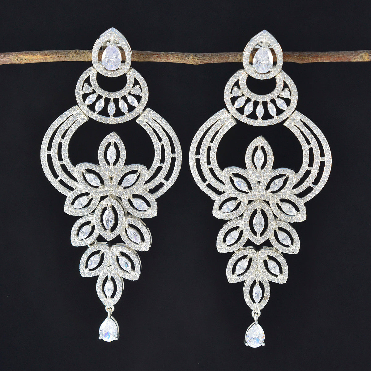 Cubic-Zirconia-Indian-Kristine-multiple-Stud-White-92.5-Silver-Earring