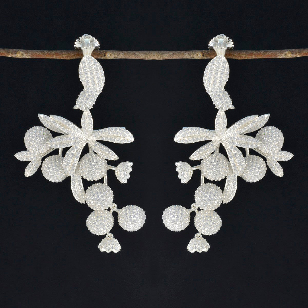 Cubic Zirconia Indian Lakshmi multiple Stud White 925 Sterling Silver Earring Второстепенное изображение товара