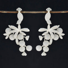 Cubic-Zirconia-Indian-Lakshmi-multiple-Stud-White-925-Sterling-Silver-Earring