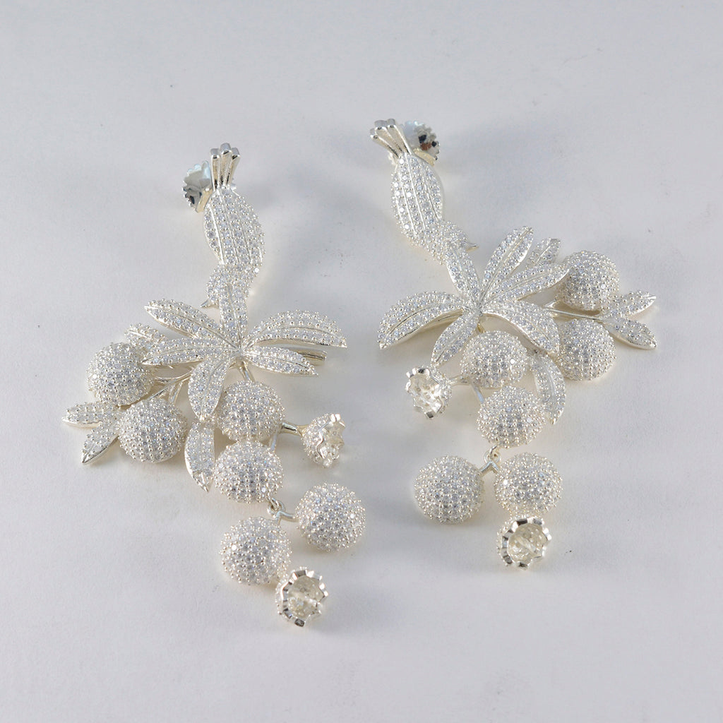 Cubic-Zirconia-Indian-Lakshmi-multiple-Stud-White-925-Sterling-Silver-Earring