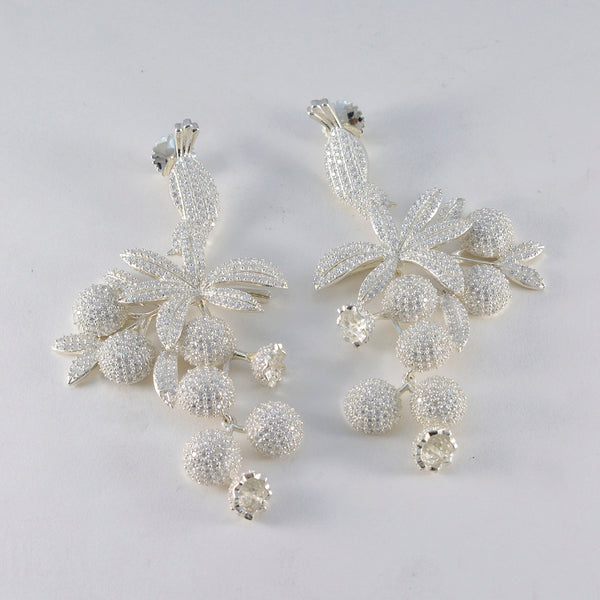 Cubic-Zirconia-Indian-Lakshmi-multiple-Stud-White-925-Sterling-Silver-Earring