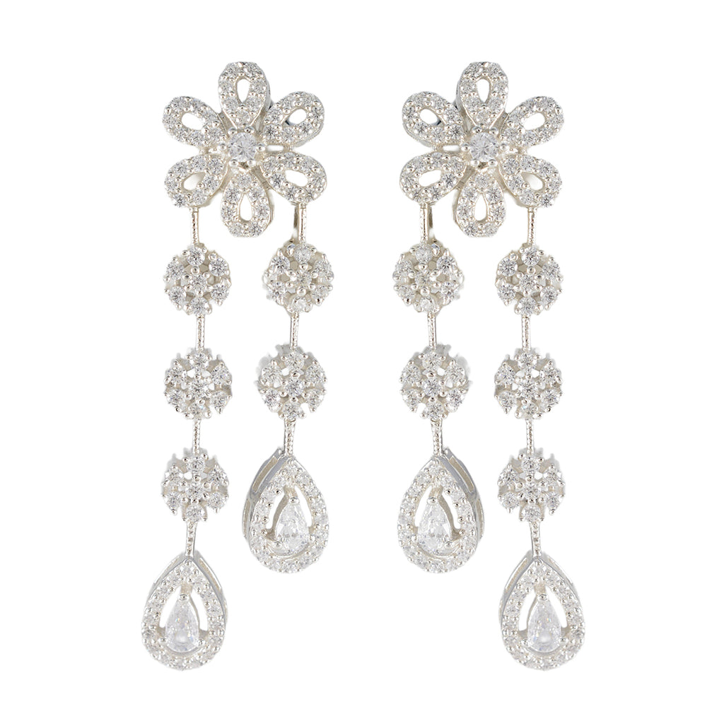 Cubic-Zirconia-Indian-Dewii-multiple-Stud-White-Silver-Earring
