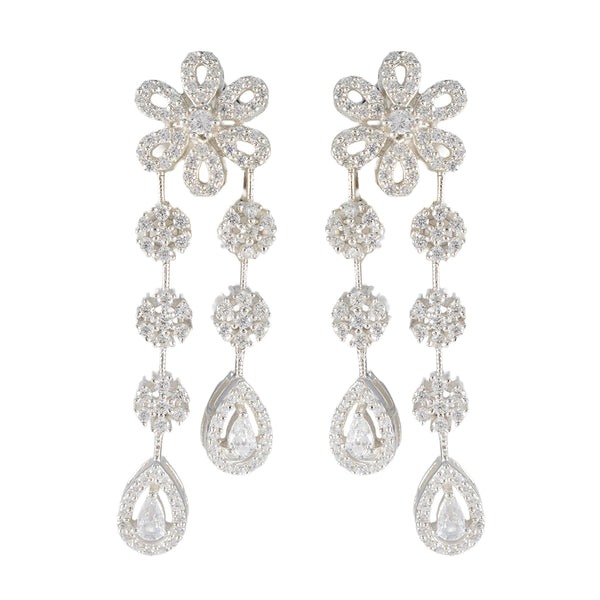 Cubic-Zirconia-Indian-Dewii-multiple-Stud-White-Silver-Earring